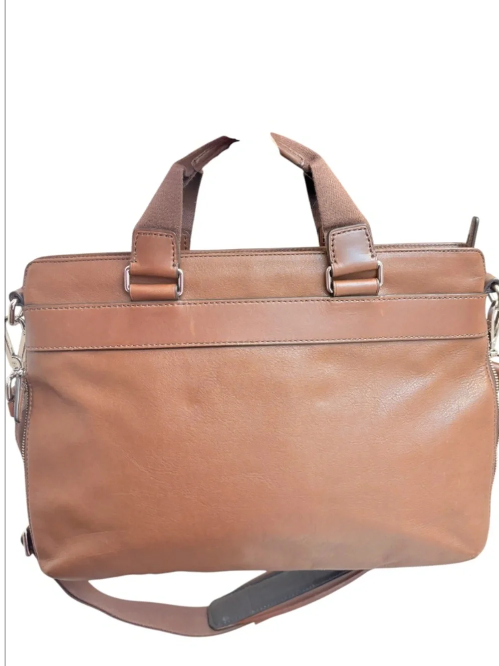 TUMI brown leather expandable briefcase bag